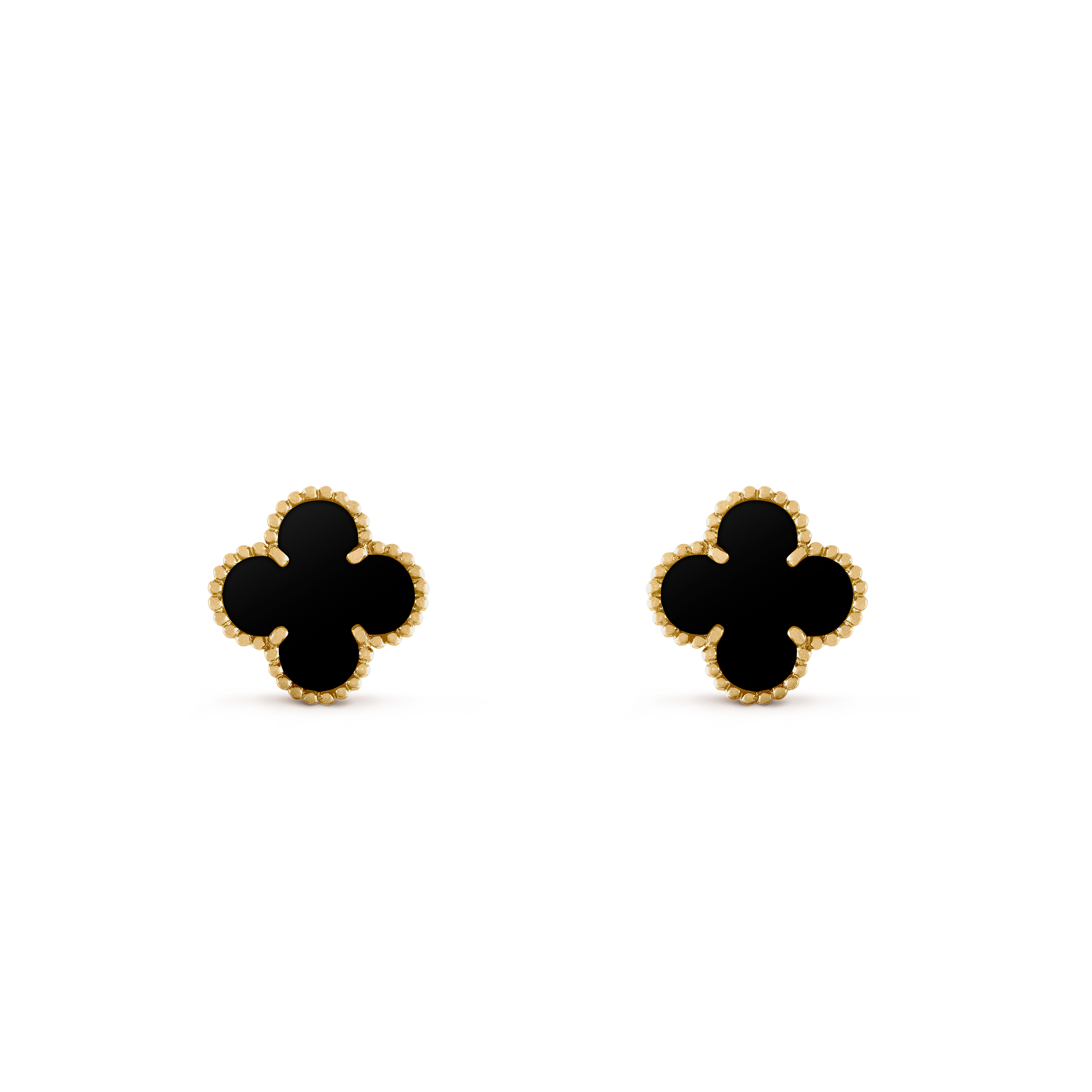 VAN CLEEF ARPELS VINTAGE ALHAMBRA EARRINGS - YELLOW GOLD, ONYX  VCARA44200